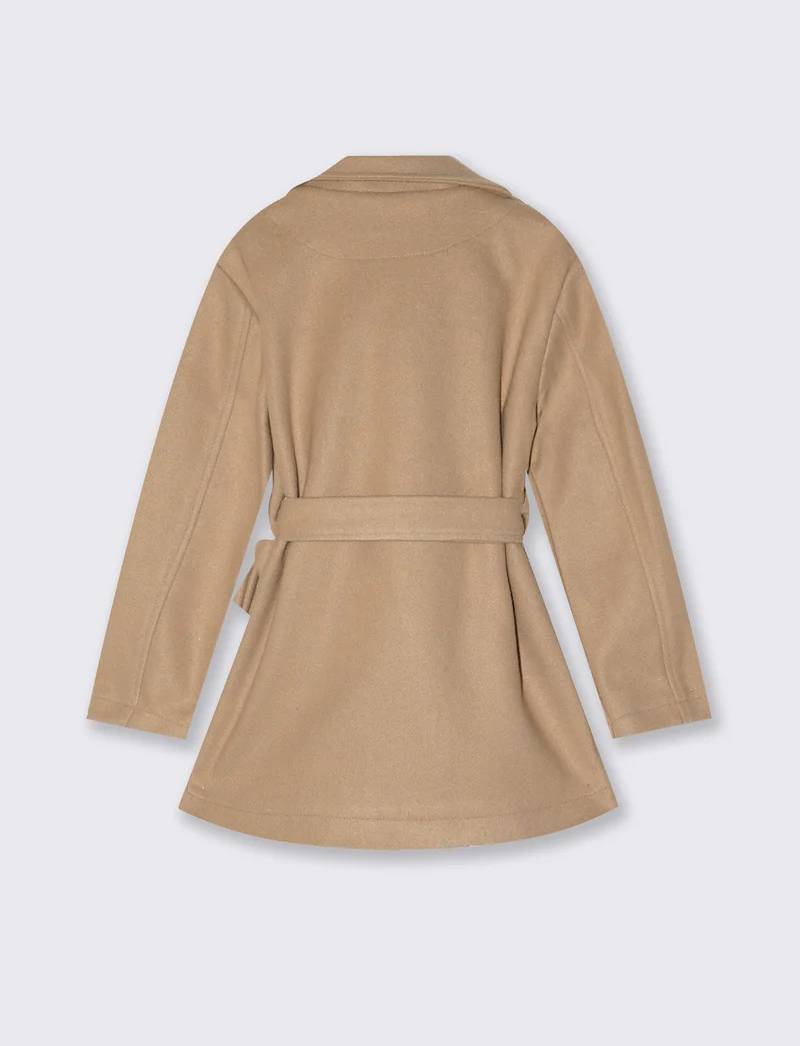 Cappotto da bambina in morbido panno - Cammello