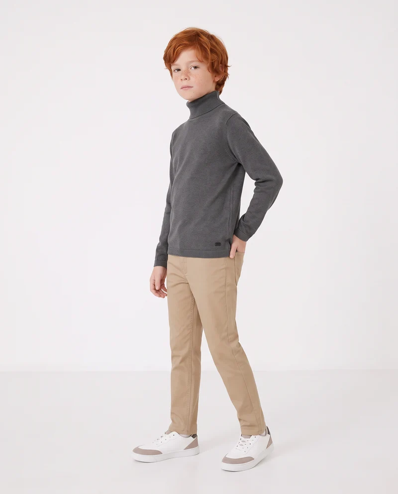 Maglia Collo Alto in Viscosa Nylon - Grigio mel.