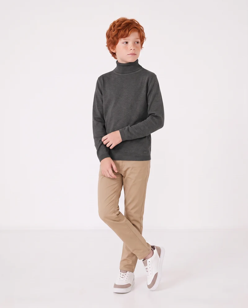 Maglia Collo Alto in Viscosa Nylon - Grigio mel.