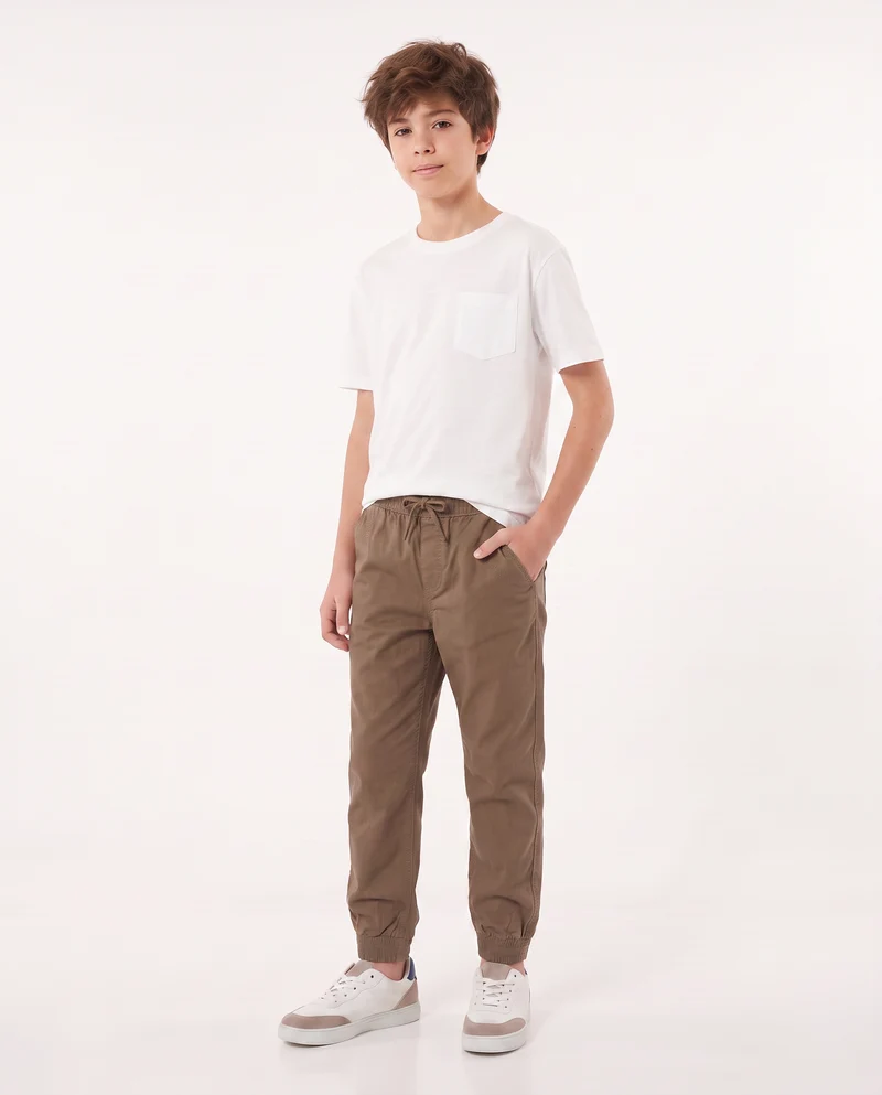 Pantaloni jogger in twill di cotone - Marrone chiaro