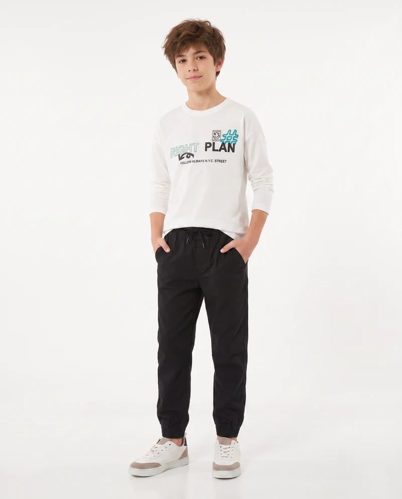 Pantaloni jogger in twill di cotone - Nero