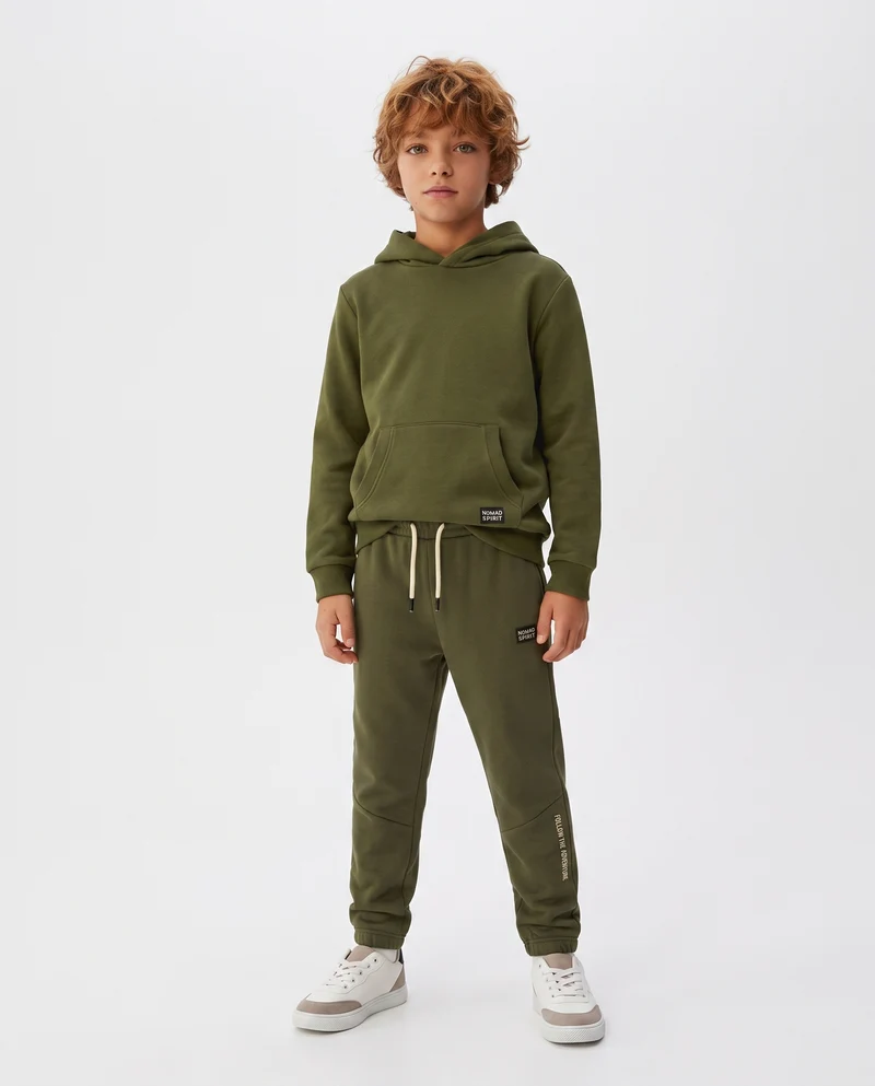 Jogger in Felpa con Coulisse e Patch - Verde militare