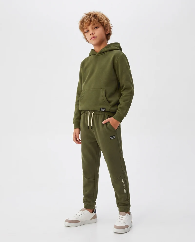 Jogger in Felpa con Coulisse e Patch - Verde militare