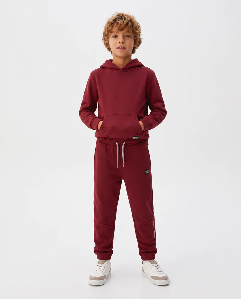 Jogger in Felpa con Coulisse e Patch - Bordeaux