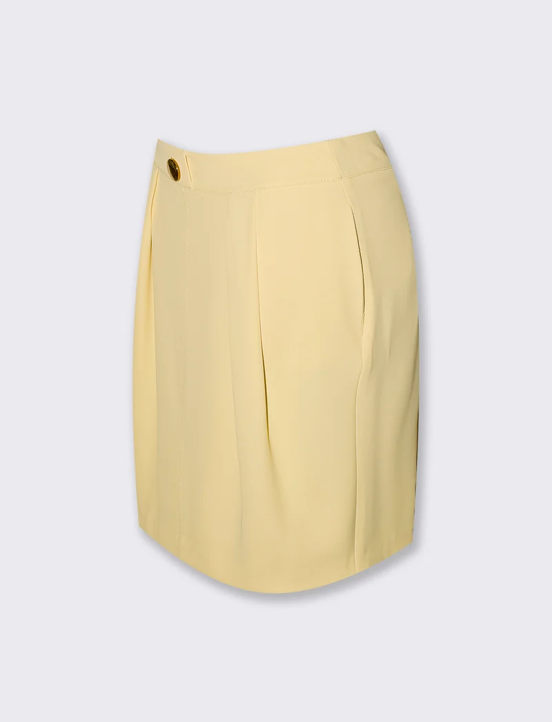 Gonna mini con bottone frontale per donna - Giallo