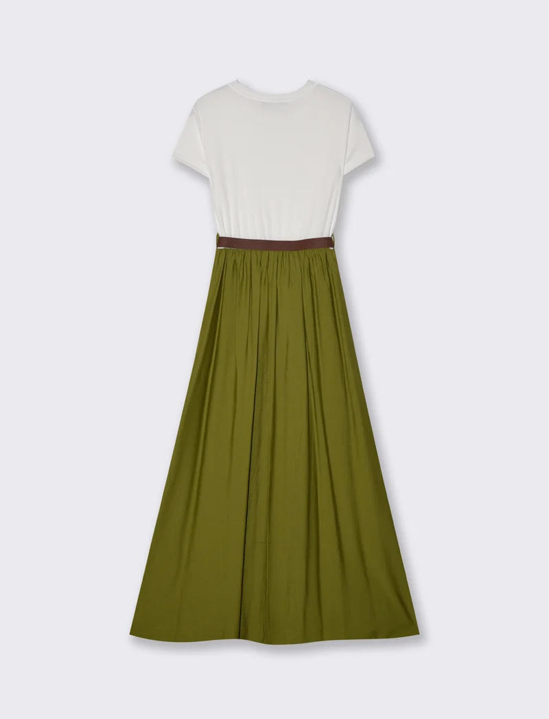 Abito lungo con dettaglio t-shirt - Verde