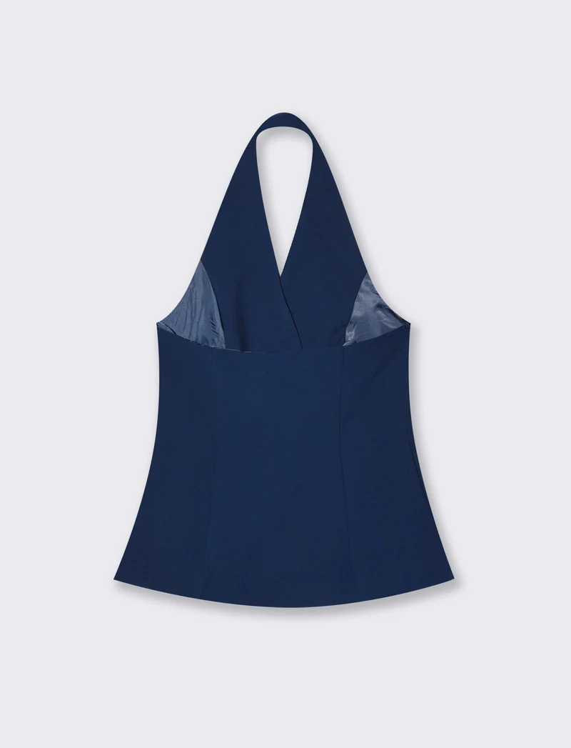 Gilet con scollo sulla schiena - Blu