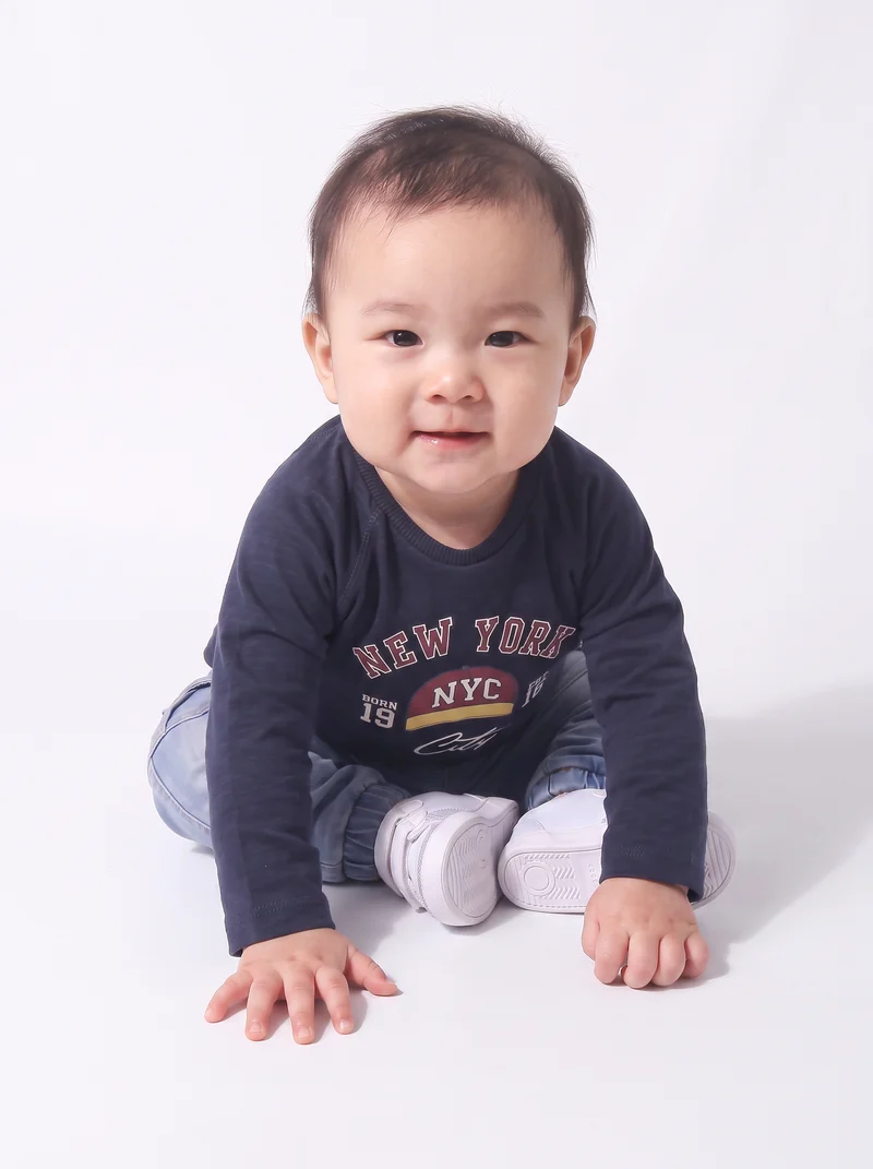 T-shirt neonato manica raglan con stampa - Blu