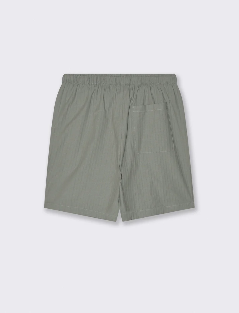 Bermuda Jogger in Cotone Effetto Rigato - Verde salvia