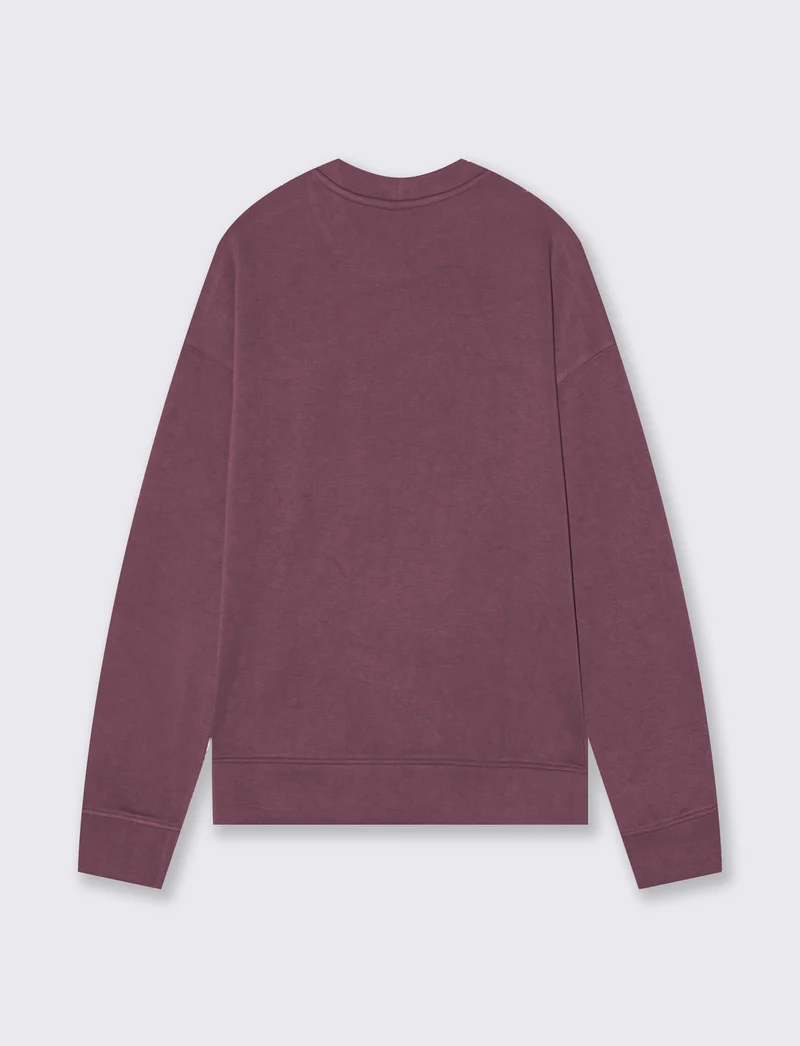 Felpa basica girocollo con spalle scese - Rosso amarena