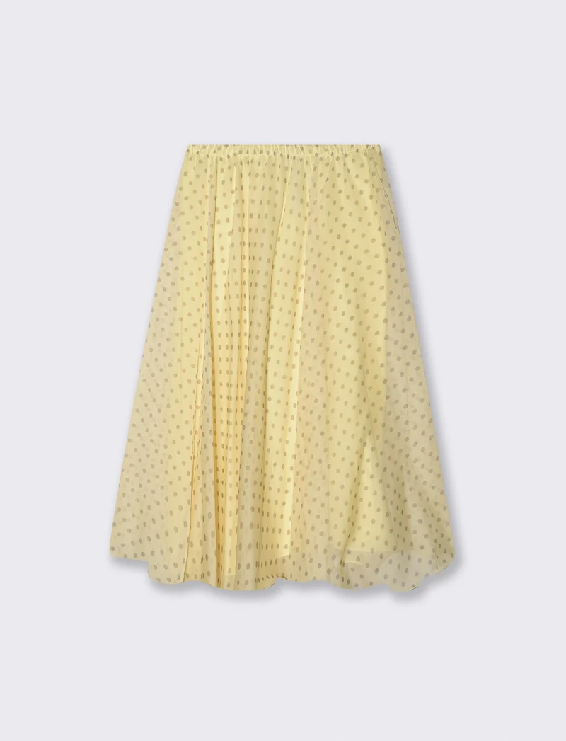 Gonna lunga a pois con elastico in vita - Giallo