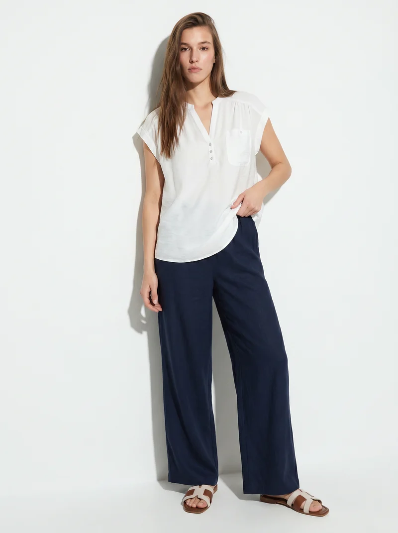 Pantalone Elasticizzato con Vestibilità Orbida - Blu