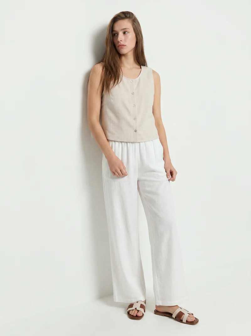 Pantalone Elasticizzato con Vestibilità Orbida - Bianco