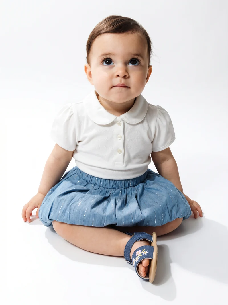 Gonna palloncino neonata leggera e fresca - Denim
