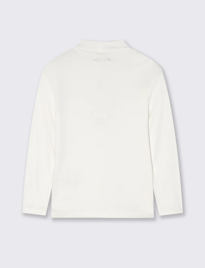 T-shirt mezzo collo manica lunga interlock - Bianco latte