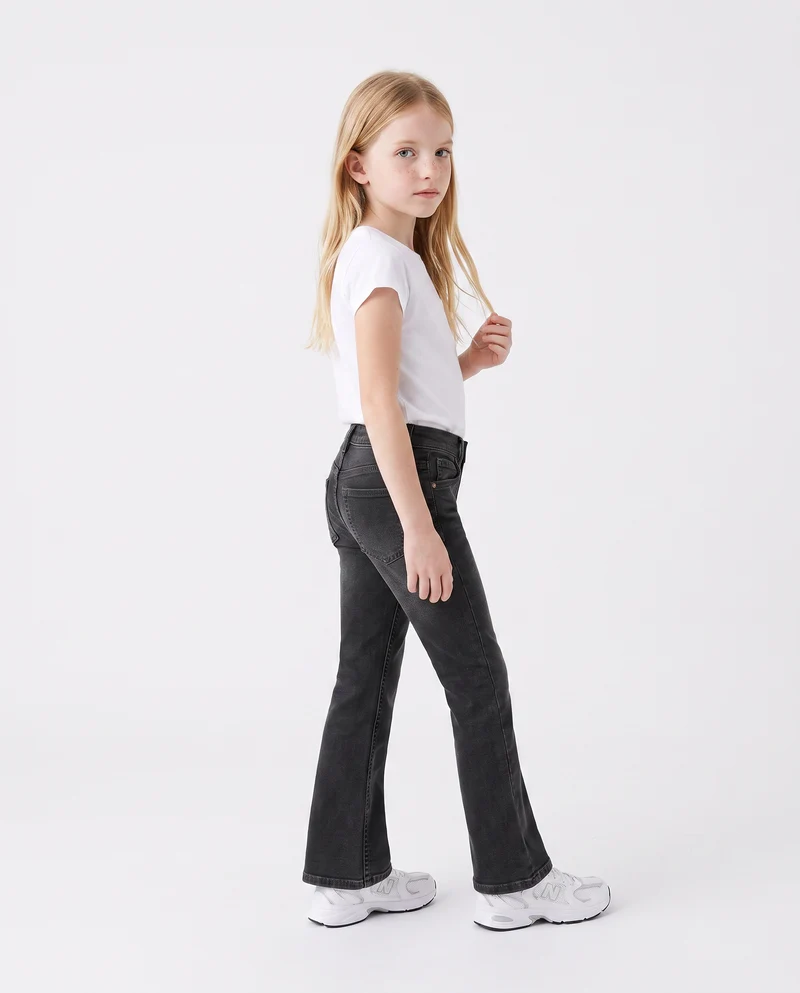 Jeans da bambina in denim svasati - Nero