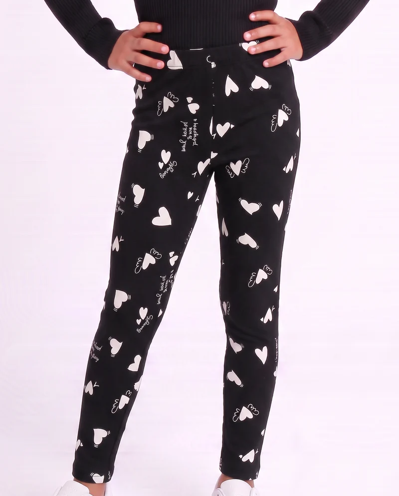 Leggings da bambina con fantasia estrosa - Nero