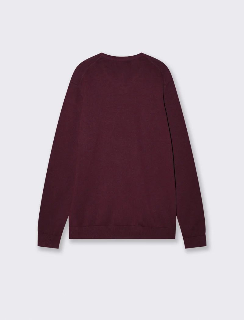 Maglia V Basic in Filato Comfort - Bordeaux