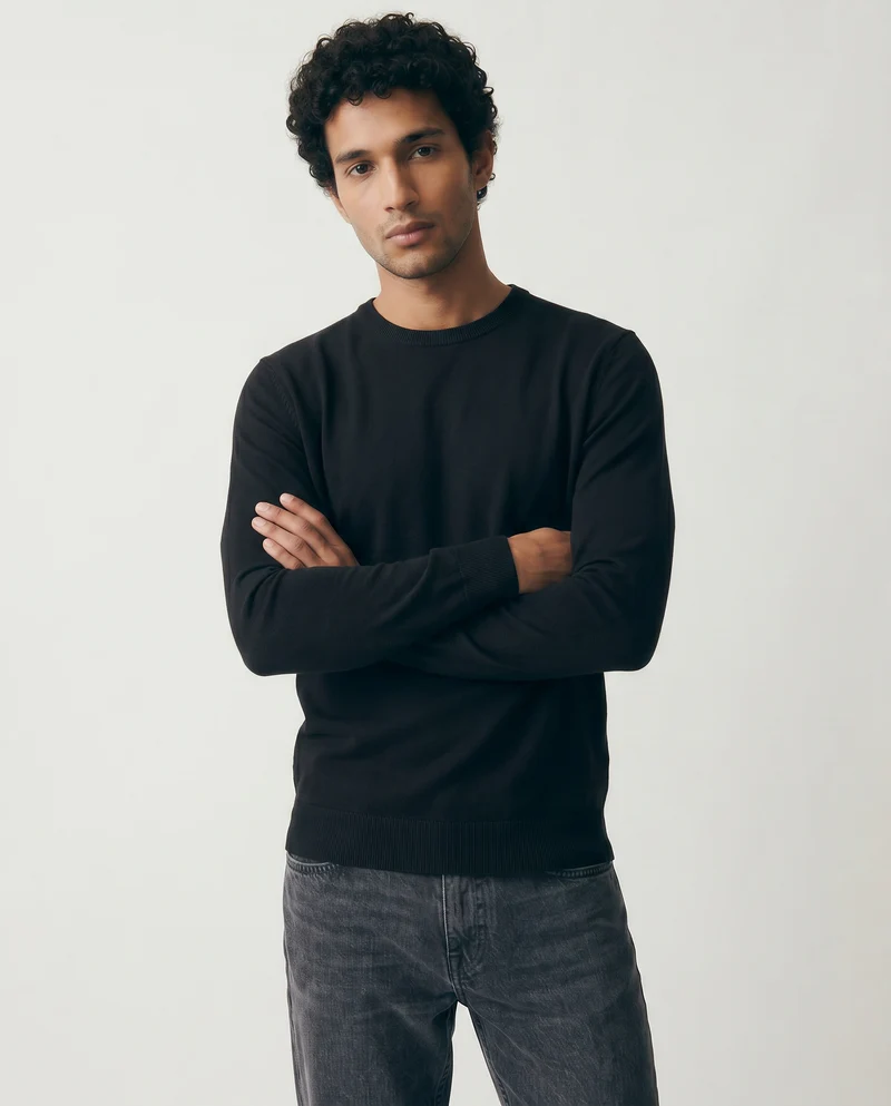 Maglia Basic Soft Touch Girocollo Regular Fit - Nero