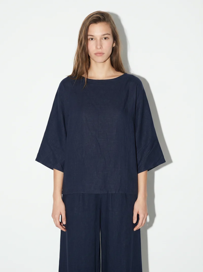 Maglia Manica a Tre Quarti Morbida - Blu