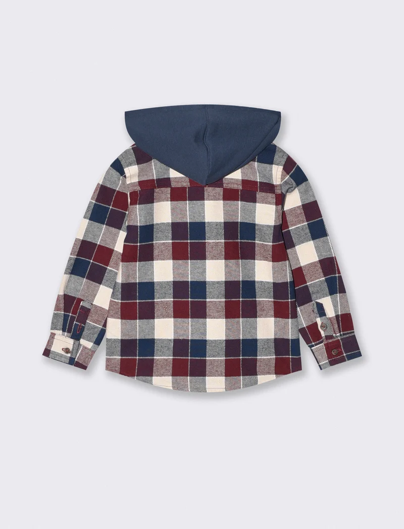 Camicia a quadri oversize con cappuccio - Blu