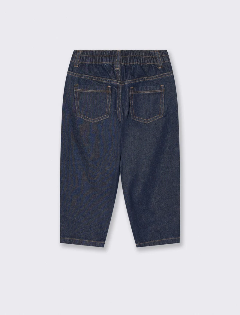 Pantaloni Denim Baggy con Cintura Elasticizzata - Denim