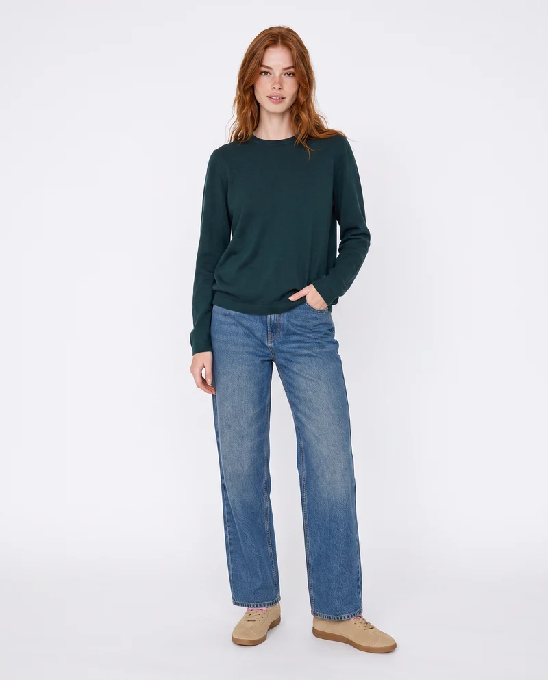 Pullover basico girocollo a manica lunga - Ottanio