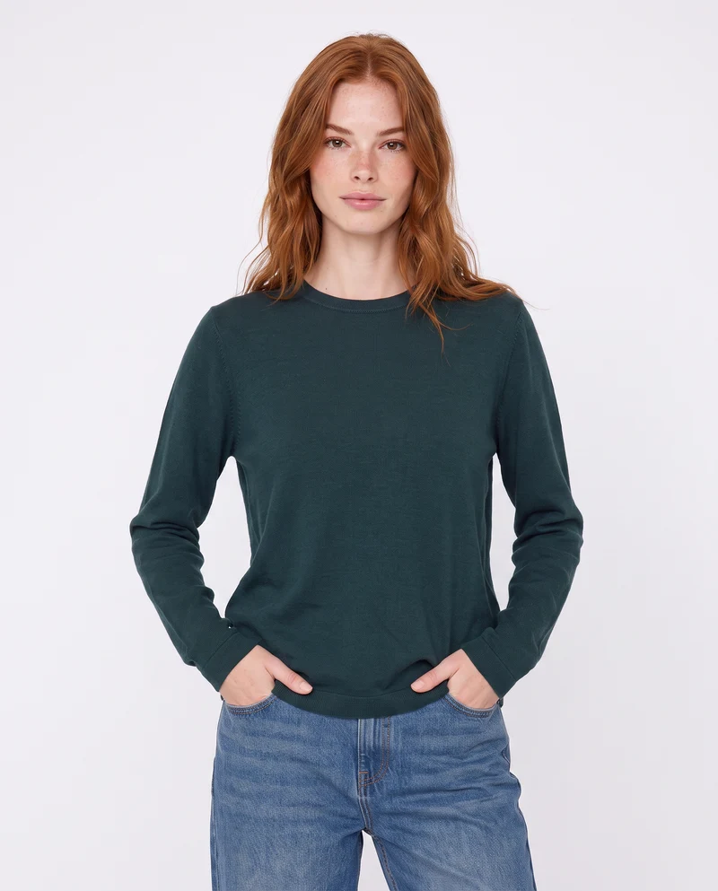 Pullover basico girocollo a manica lunga - Ottanio
