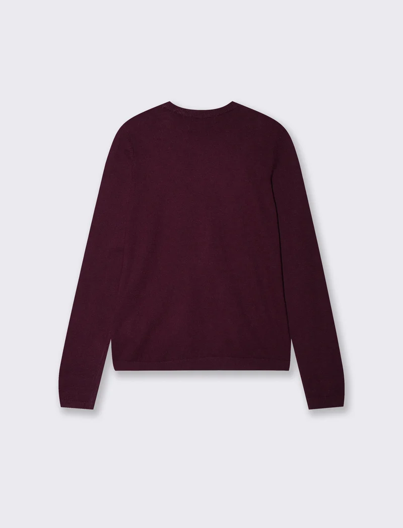 Pullover basico girocollo a manica lunga - Bordeaux