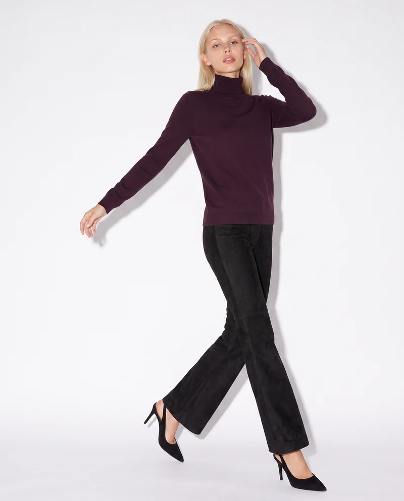 Pullover basico collo alto slim fit - Bordeaux