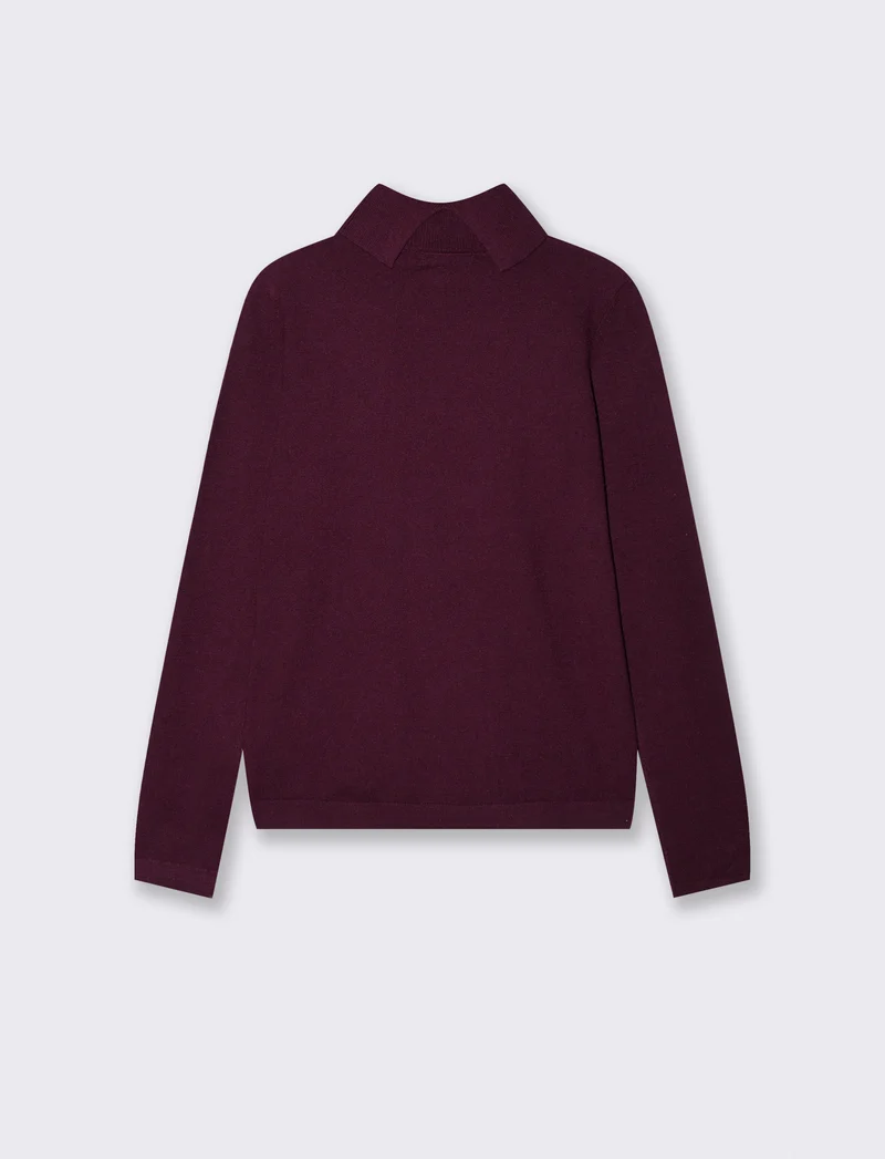 Pullover basico collo alto slim fit - Bordeaux