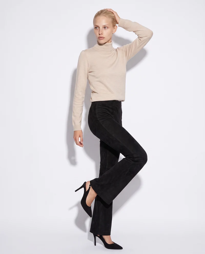 Pullover basico collo alto slim fit - Avorio