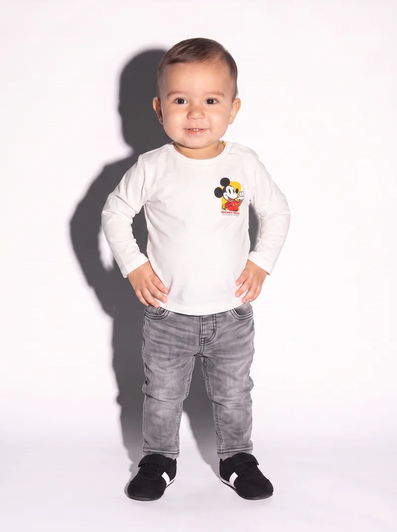 T shirt Mickey Formula 1 manica lunga - Bianco latte