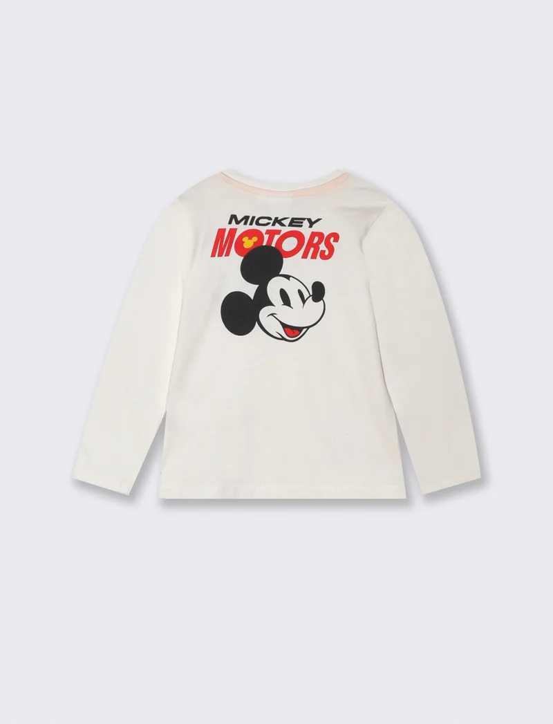 T shirt Mickey Formula 1 manica lunga - Bianco latte