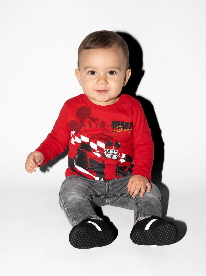 T shirt Mickey Mouse manica lunga sportiva - Rosso