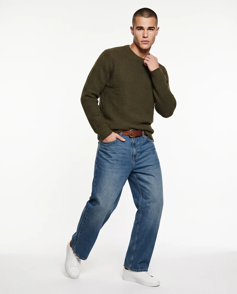 Maglia girocollo jacquard in ciniglia - Moro