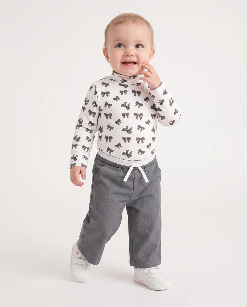 Maglietta basica con stampa all over - Bianco latte