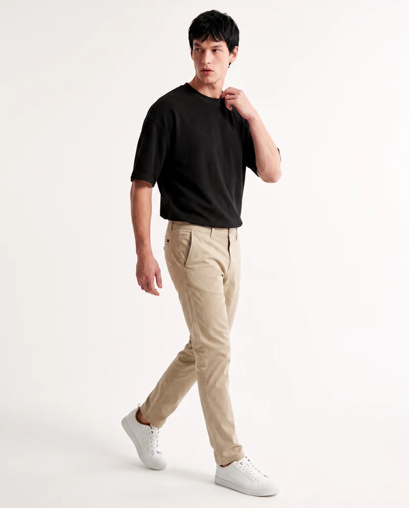 Pantaloni Chino Slim Fit in Cotone Twill - Sabbia