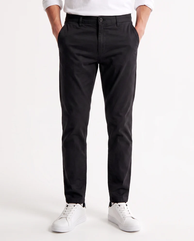Pantaloni Chino Slim Fit in Cotone Twill - Nero