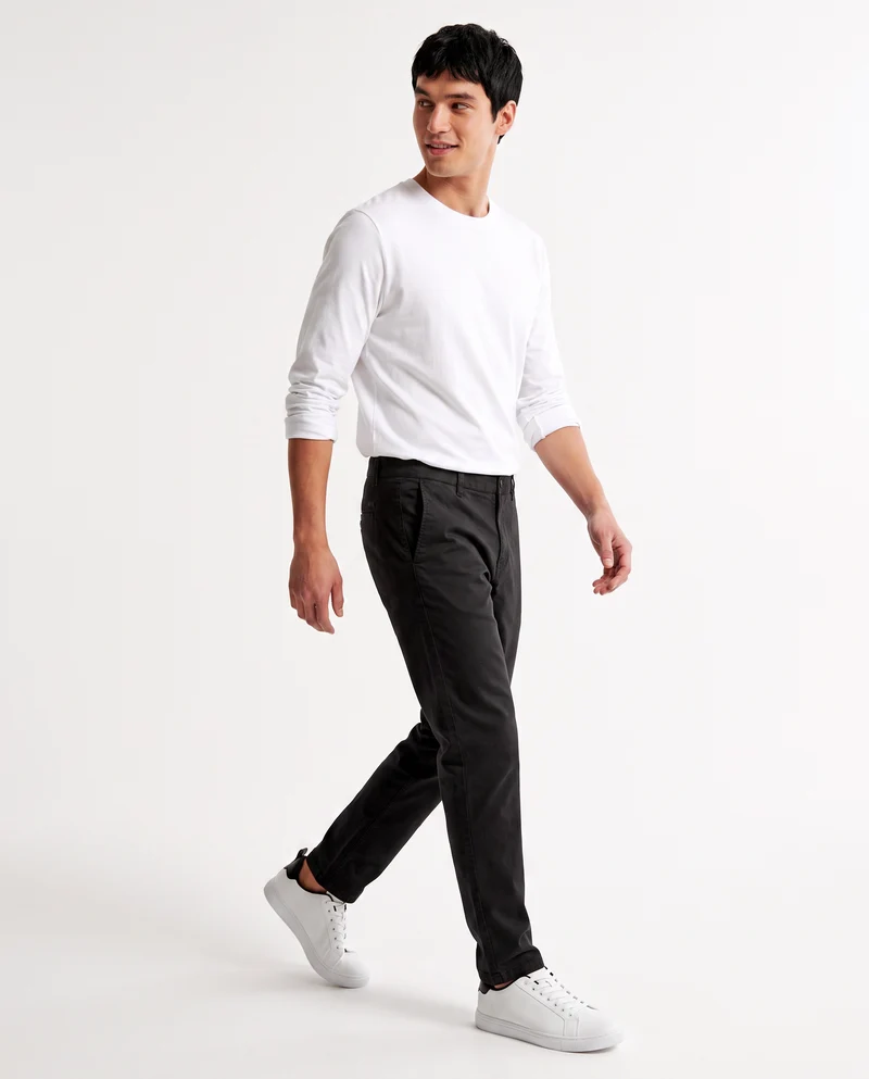 Pantaloni Chino Slim Fit in Cotone Twill - Nero