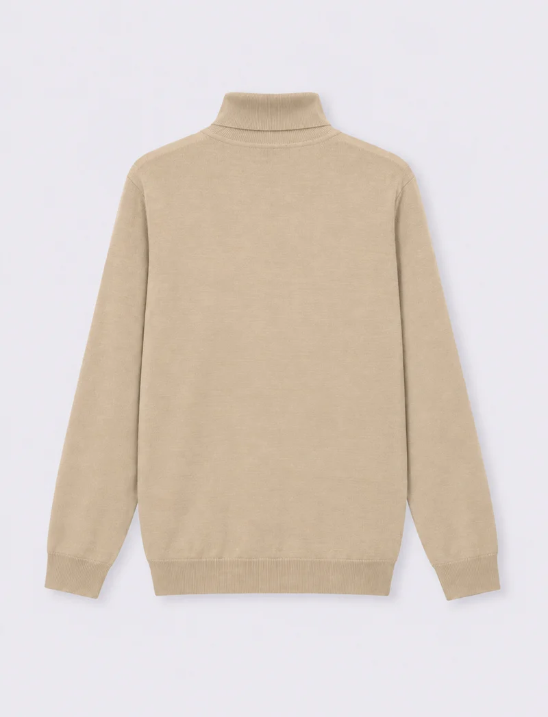 Maglia Collo Alto Regular Fit Basic - Sabbia
