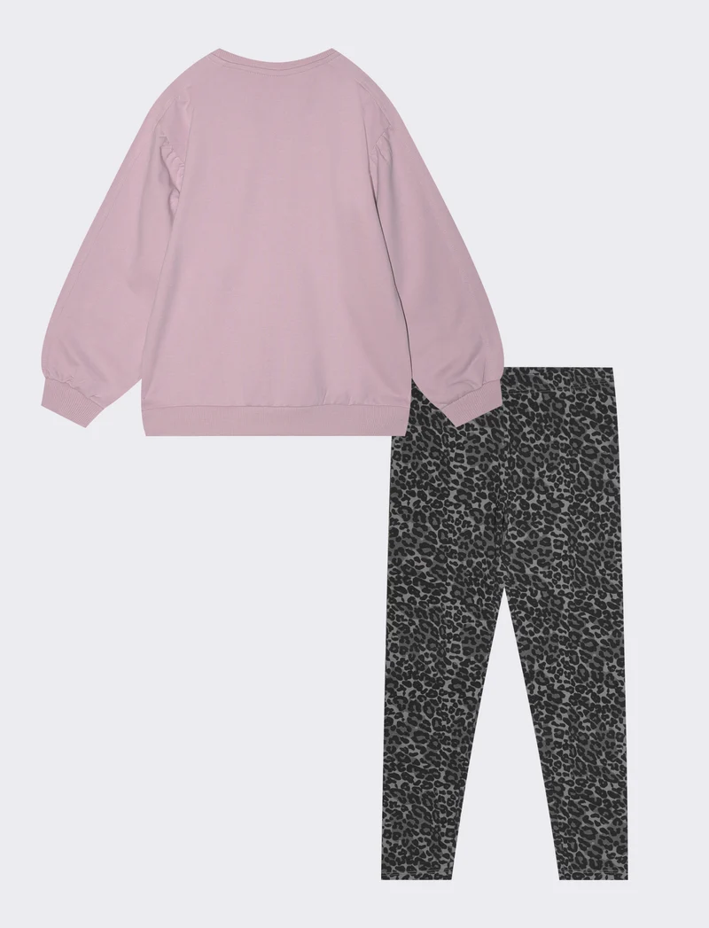 Completo felpa over size e leggings cotone - Rosa