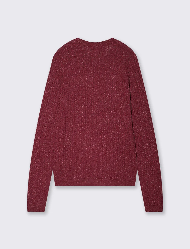 Pullover girocollo con trecce e lurex - Ruggine