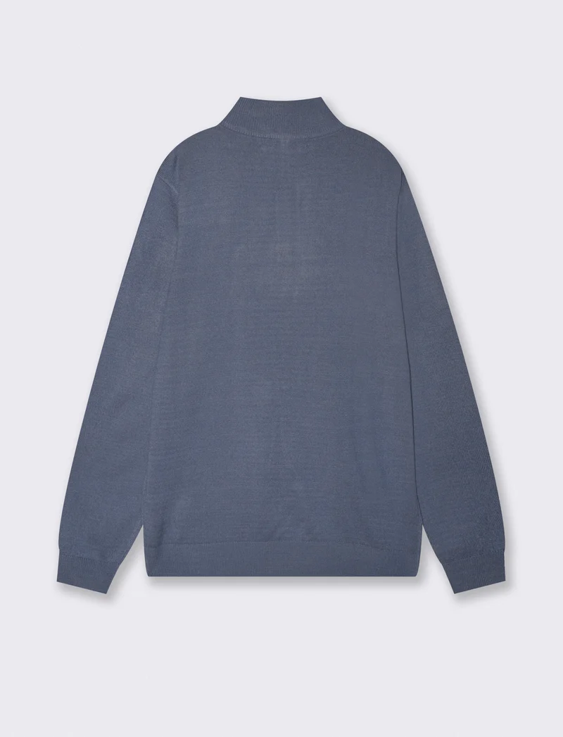 Maglia basic collo alto con zip - CARTA DA ZUCCHERO