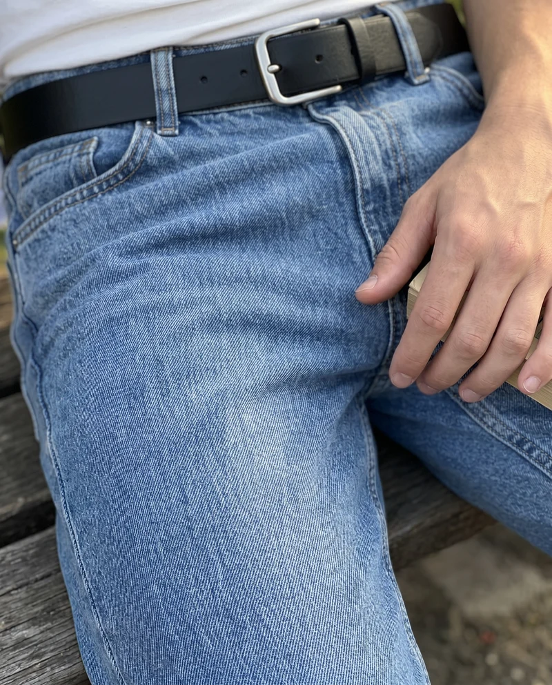 Jeans Baggy Fit Blu Medio Effetto Slavato - Denim