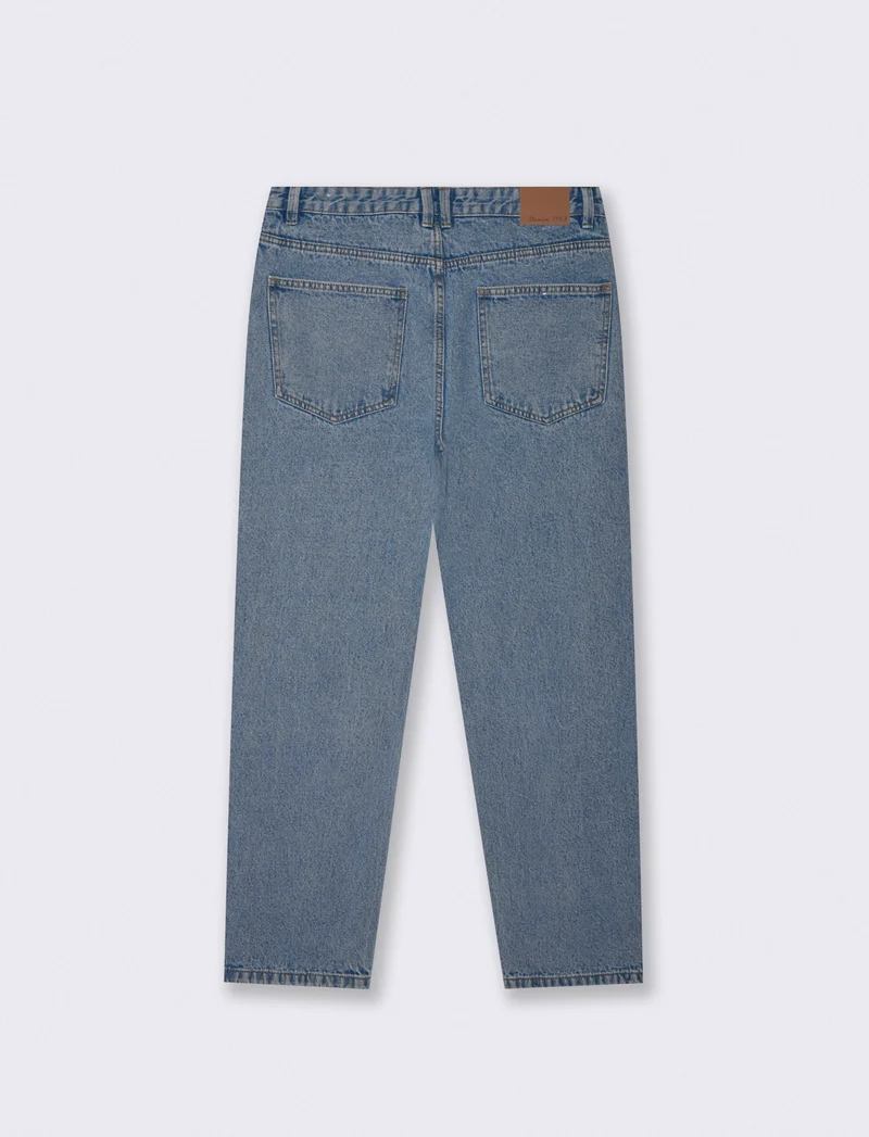 Jeans Baggy Fit Blu Medio Effetto Slavato - Denim