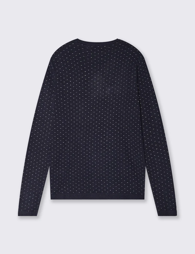 Pullover girocollo con pois in lurex - Blu