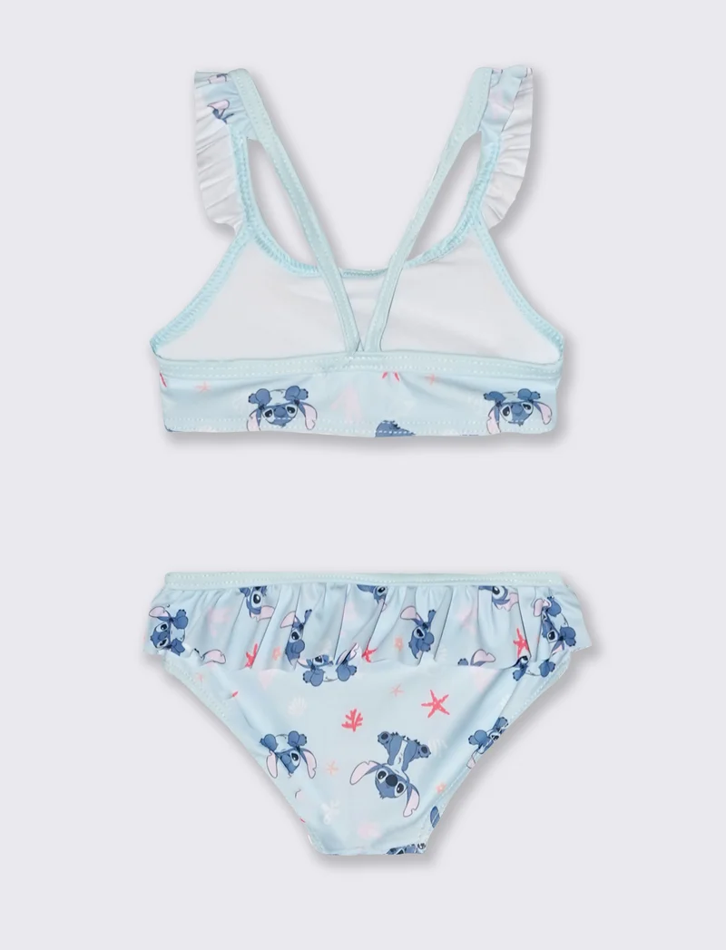 Costume due pezzi Stitch con rouches - Azzurro