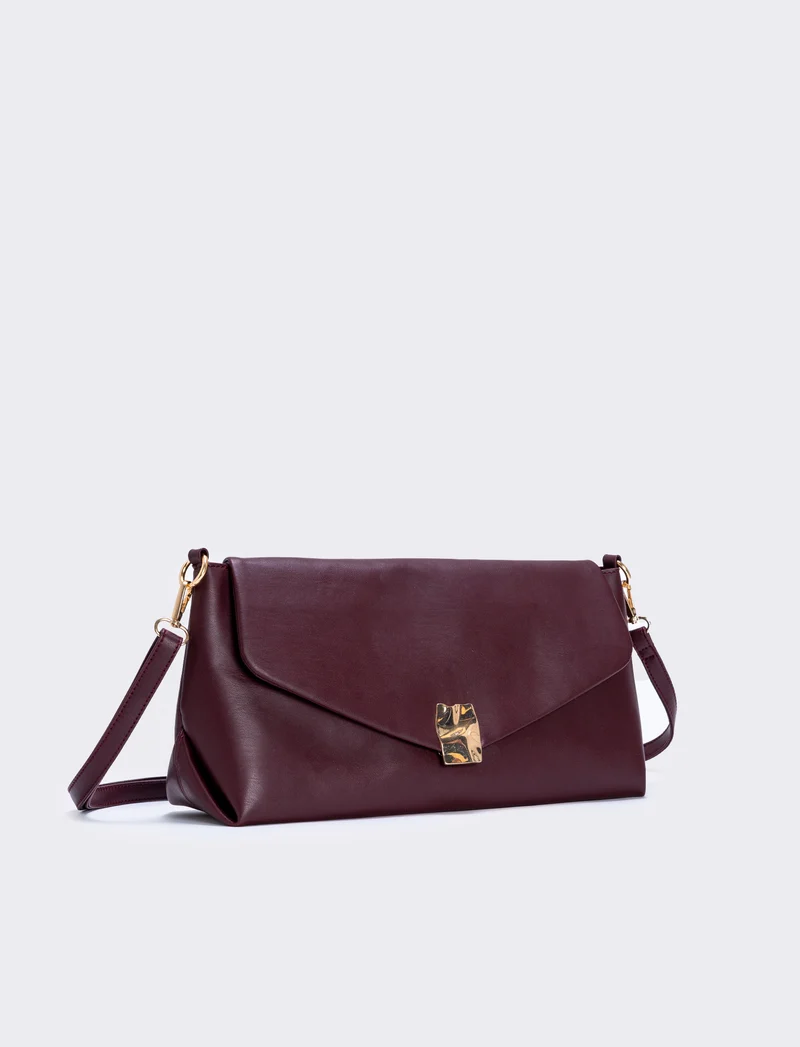 Pochettone effetto pelle con patta - Bordeaux