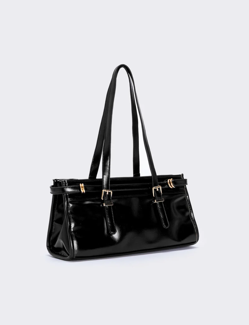 Borsa rettangolare con cinturino spalla - Nero